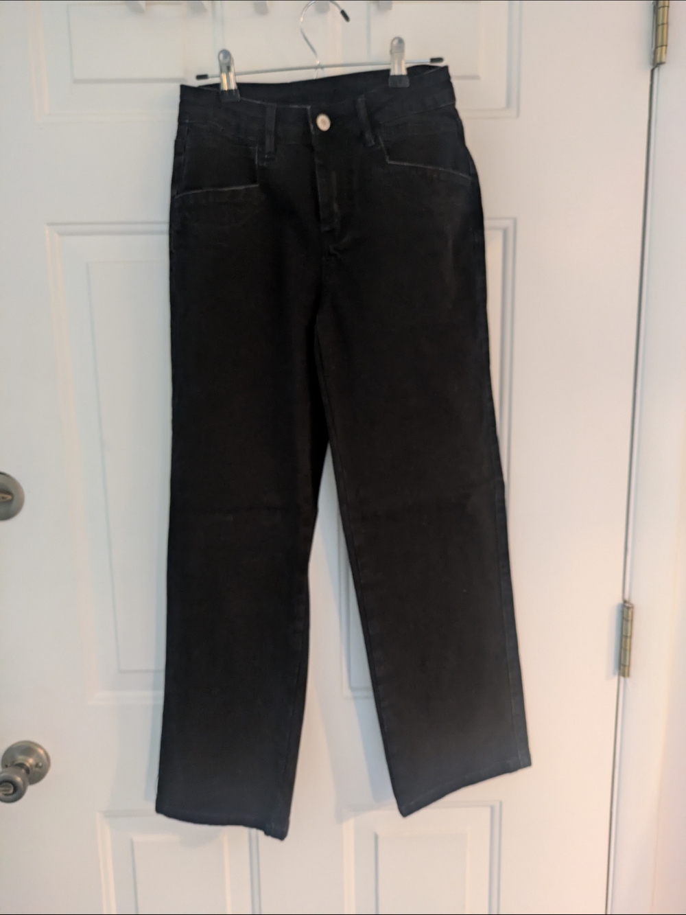 Black Lightly Distressed Stretch Women’s Straight-Leg Jeans